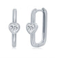 HEART CZ RECTANGLE HOOP EARRINGS