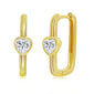 HEART CZ RECTANGLE HOOP EARRINGS