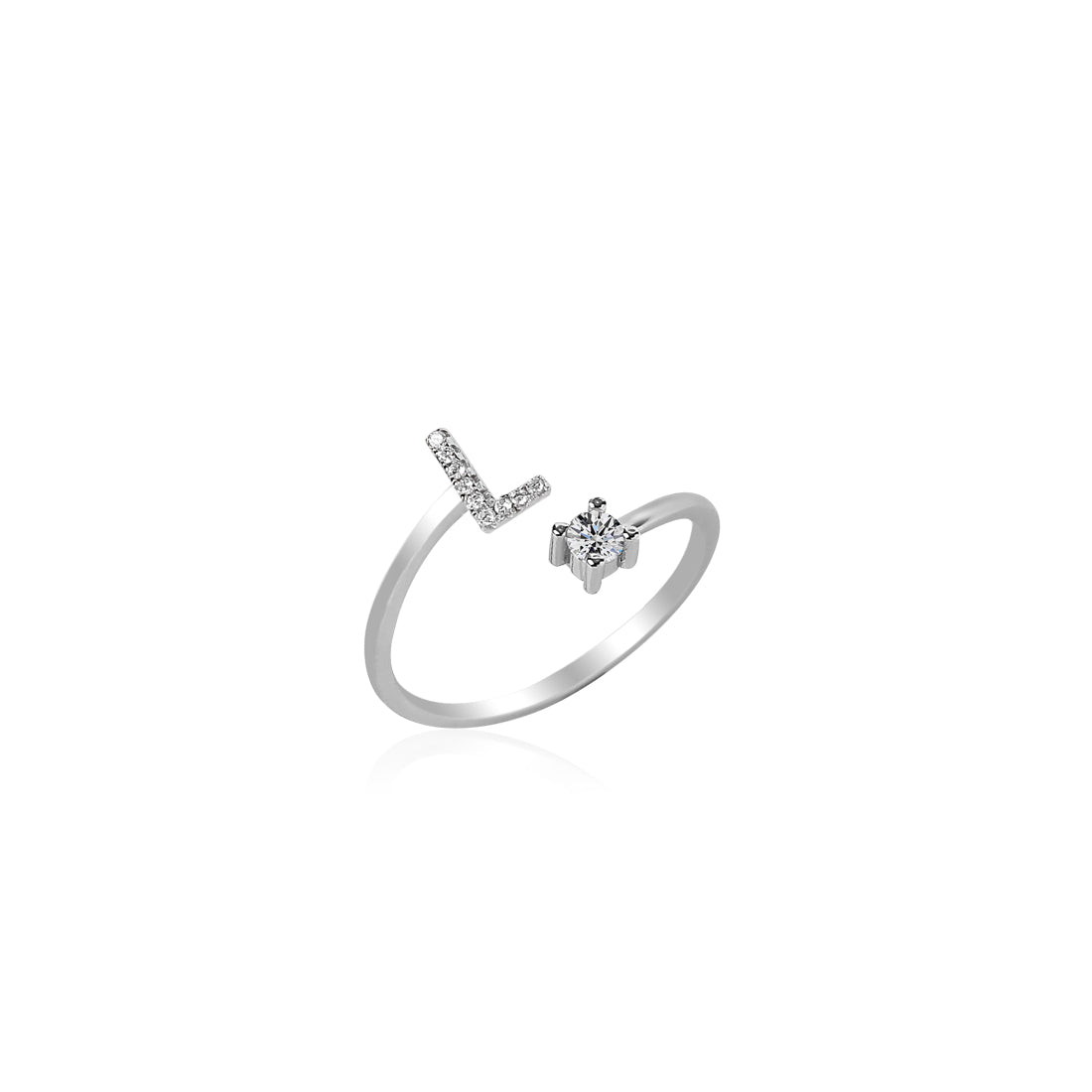 STARCHENIE Women's Initial Letter L Ring - 925 Sterling Silver Rose Design, Adjustable Size, Rose Gold Plated