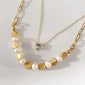 PEARL & GOLD PLATES ON PAPERCLIP CHAIN