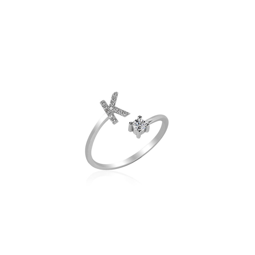 MEENAZ CZ Jewellery Valentine Latest American diamond Adjustable I Love You  Heart Gold Initial Letter Name Alphabet K AD Finger Rings for women girls  girlfriend couples lovers Stylish design -FR-M785 : Amazon.in: